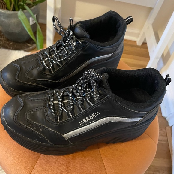 HA6H Black Lace Up Playform Sneakers Women’s Size 7 - Picture 4 of 5